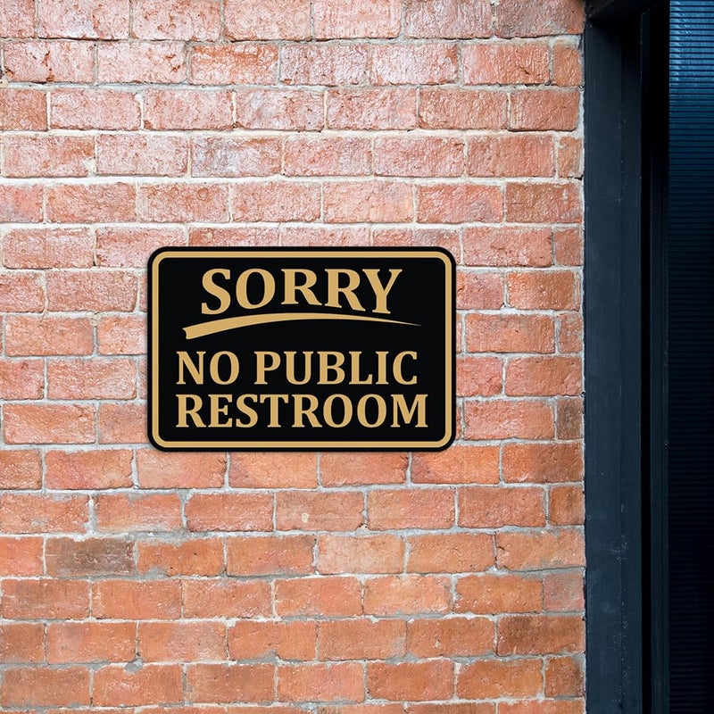 All Quality Classic Framed SORRY No Public Restroom Wall Door Sign -Red (Large) 1 Pack - Image 2